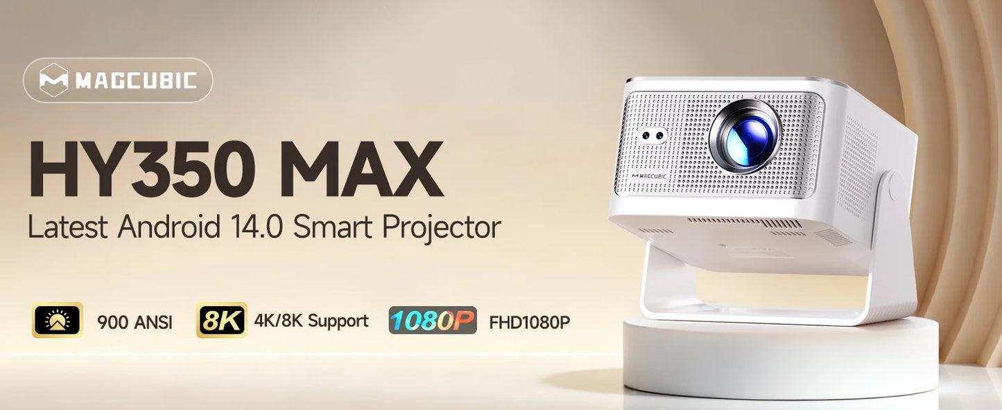 Magcubic 8K HY300 Pro + Projector Built in 5W Speaker 1280*720P Android 14 8000 Lumens Wifi6 BT5.4 Outdoor Portable Projector